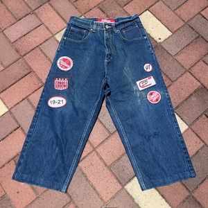 South Pole Red Patchwork denim